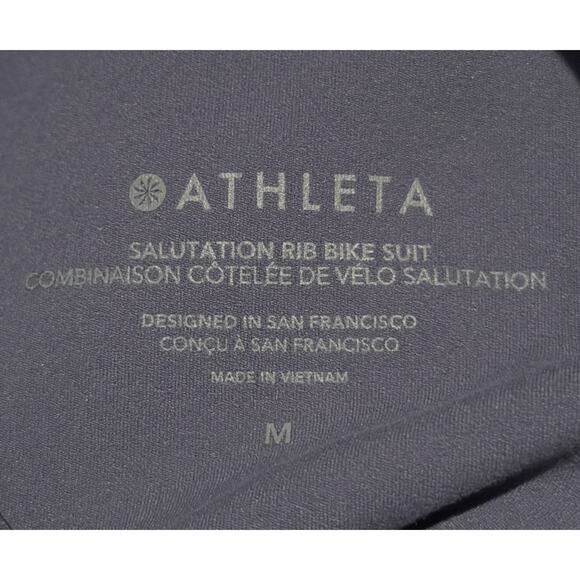 Athleta Salutation Rib Bike Suit Granite Blue Medium Yoga Workout Gym Athletic - Picture 12 of 14